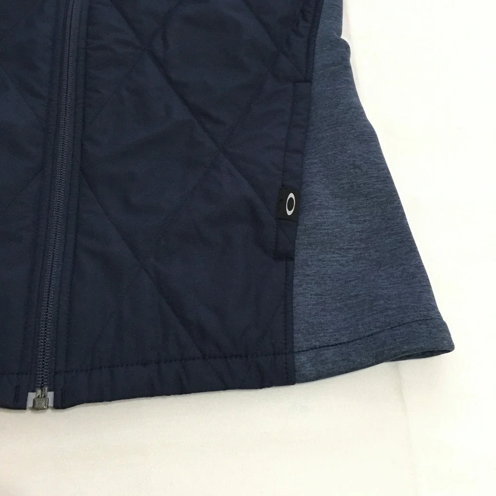 Oakley Quilted Puffer Vest Women XS Navy Blue Full Zip Mock Neck